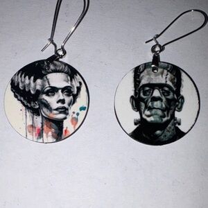 Frankenstein monster and bride earrings